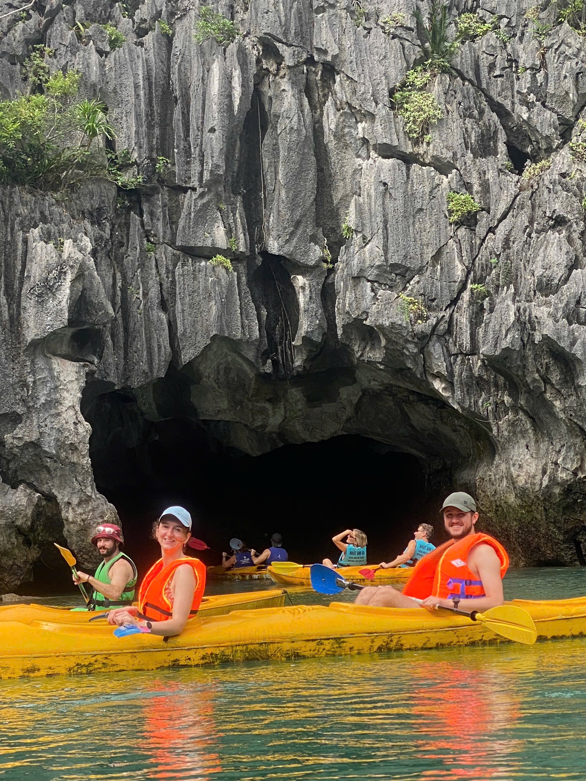 Paddling into a sea cave
