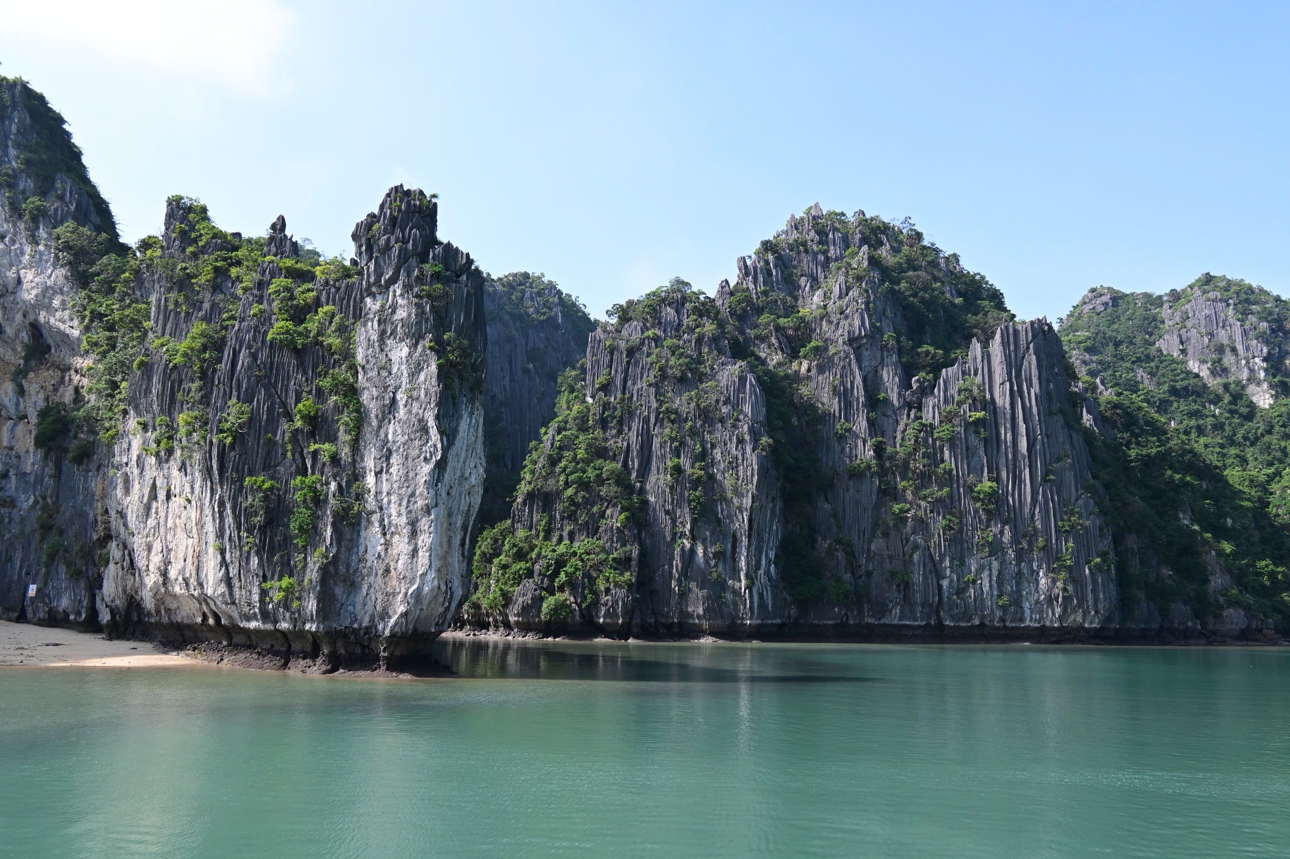 A quiet lagoon framed by karsts