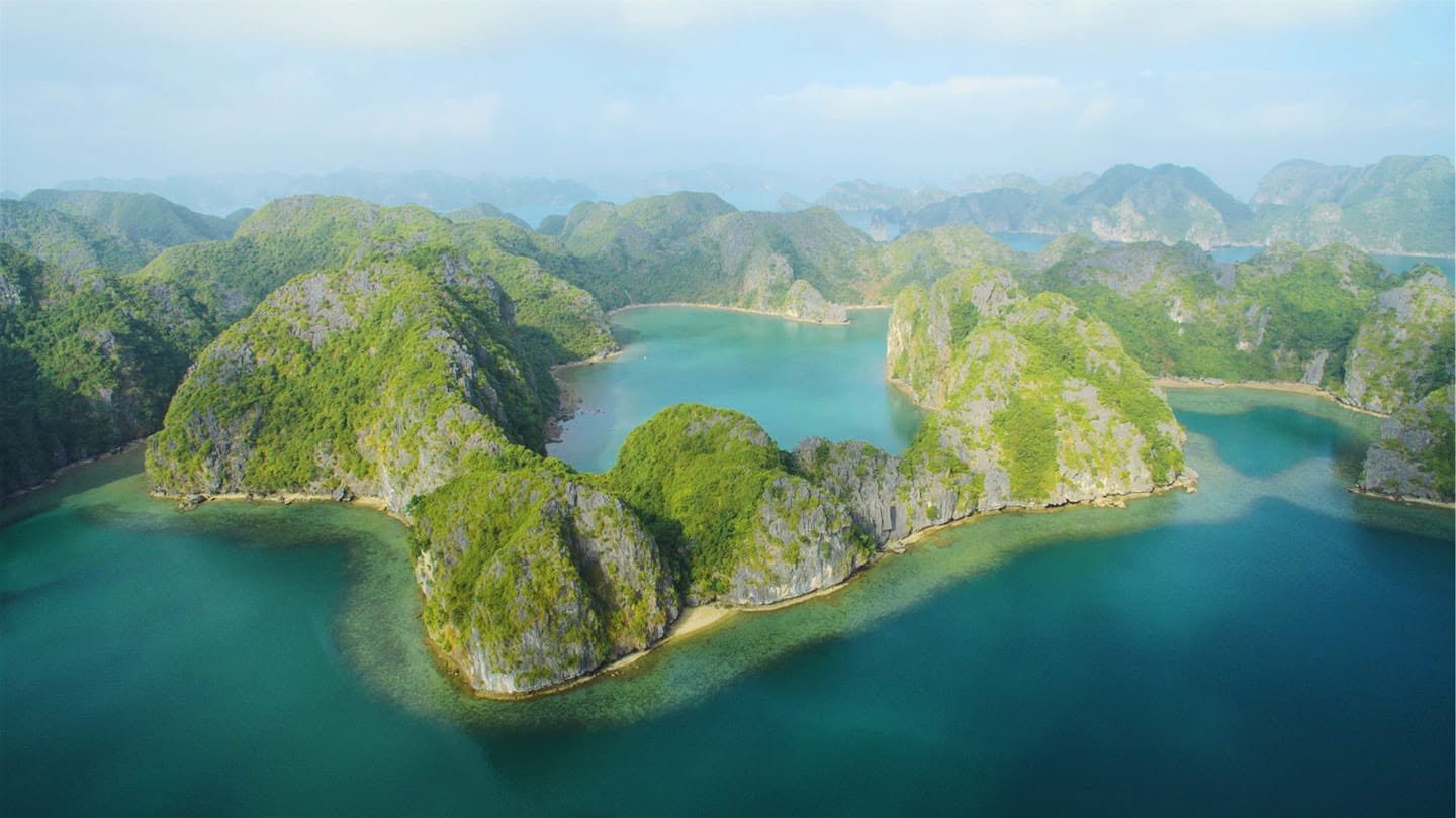 Limestone islands and waterways near Cat Ba