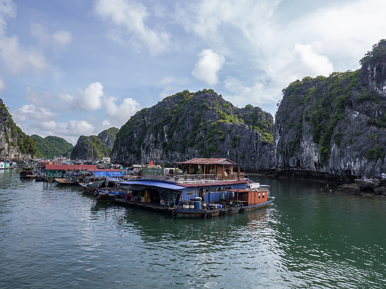 Floating homes in Lan Ha Bay photographed in 2017