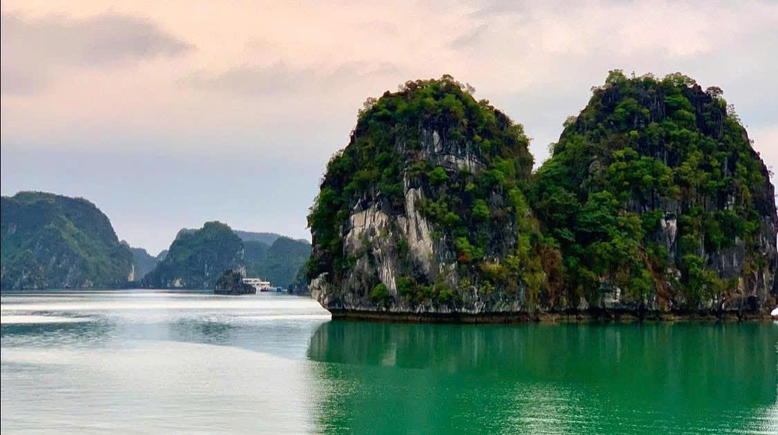 Limestone islands on the return boat journey